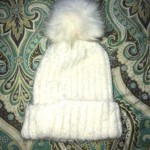 White fluffy hat
